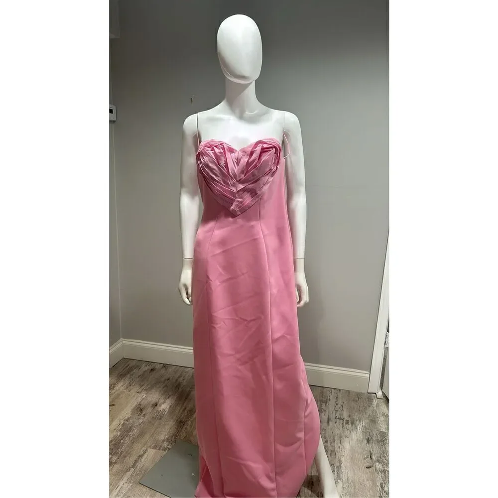 $4,490 Carolina Herrera Pink Strapless Heart Column Gown Size 8 - Picture 5 of 13